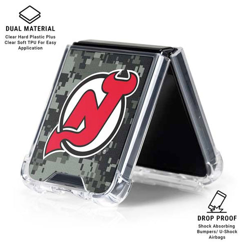 NHL New Jersey Devils Camo Galaxy Z Flip6 Clear Case